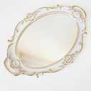 Oval Vintage Decorative Mirror Tray, Jewelry Dresser Organizer Tray, Cosmetics Makeup Storage Organizer, Serving Tray (9.8x 14.6) 