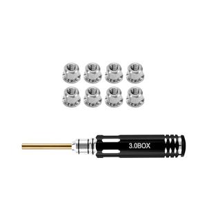 INJORA Custom M2 3.0 Stainless Steel Wheel Nuts and 3.0 Box Nut Driver Tool Set for 1/30 Axial SCX30