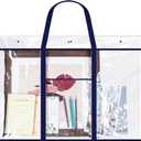 Windyun 1 Pack Large Poster Storage Bag 48" x 36" Bulletin Board Holder Art Portfolio Case PVC Art Portfolio Container Storage Box with Pocket for Classroom Teacher Organization (Blue)