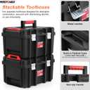 MAXPOWER 16 inch Plastic Tool Box, Black Deep Toolbox with Metal Latches and Removable Tray, Pack of 1