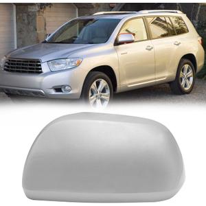 Moonlinks Compatible with Toyota Highlander 2009 2010 2011 2012 2013 2014 Left Side Mirror Cover Replacement, Silver Tone Left Driver Side Door Rearview Mirror Cap Trim