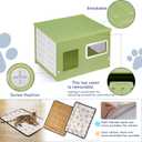 Cat House for Outdoor Indoor Use, Stackable Feral Cat Shelter Indoor Cat House Weatherproof Waterproof Elevated, with 2-Sided Cushion (Green White)