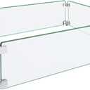 Fire Pit Wind Guard, 29"x13" Square Fire Pit Glass Wind Guard Made of Clear Tempered Glass, Set with Assembly Instructions, Free Screwdriver, Easy to Install