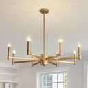 ASGYISA 8-Light Gold Candle Chandeliers Modern Farmhouse Ceiling Light Fixture Industrial Lighting for Dining Room Living Room Bedroom Kitchen Island Foyer