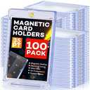 100ct Magnetic Card Holders, Magnetic 35pt One Touch Card Holders, U-V Protection Hard Plastic Display Case for Trading, Sports, Baseball, Football, Game Cards
