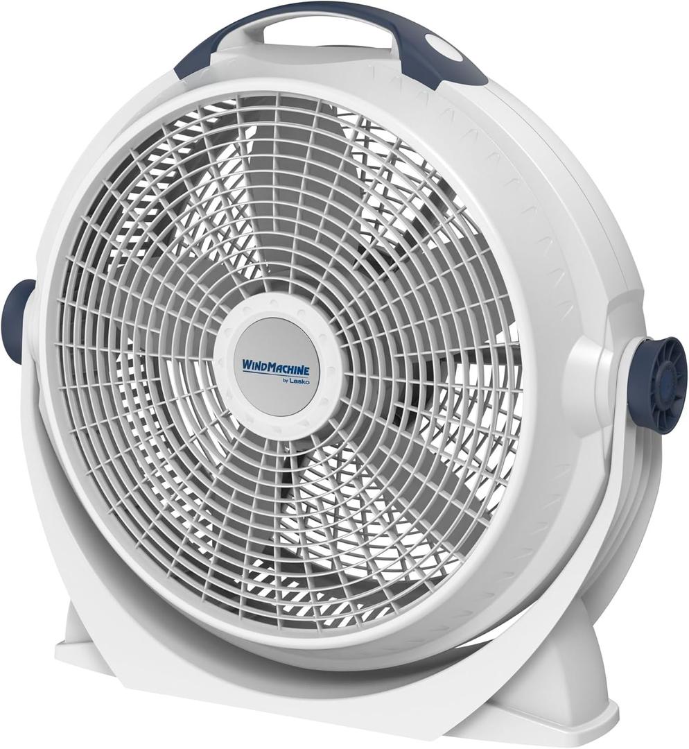 Lasko WINDMACHINE 20" High Velocity Floor Fan with 3 Speeds, 360 Directional Airflow, Portable Air Circulator Fan for Home, Garage & Workshop, Fully Assembled, Gray, 3301