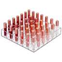 Mumufy Lipstick Holder Clear Acrylic Organizer Makeup Lip Gloss Organizer Plastic Cosmetic Display Case for Lipstick Brushes Bottles Perfume Essential Drawer Vanity Bathroom (36 Slot)