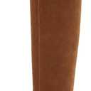 Coutgo Women's Knee High Boots Kitten Low Heel Pointed Toe Tall Long Boots Fall Winter Shoes (9, Dark Brown Suede)