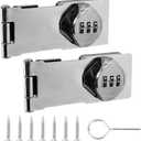 Password Rotary Hasp Locks, Silver 2 Pack Cabinet Locks with Combination, Keyless Security Latch for Sliding Barn Door, Gate, Small Door, Closet, Drawers