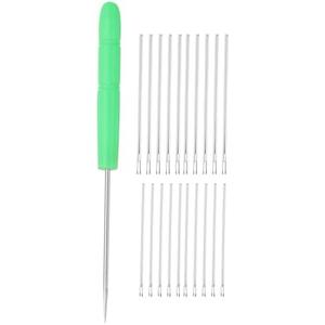 PATIKIL Doll Hair Rooting Kit, 0.6mm/0.8mm Doll Hair Rerooting Knitting Needles with Plastic Awls Doll Wig Tool for Doll Hair Making Supplies DIY Crafts Replacement Accessories, Green