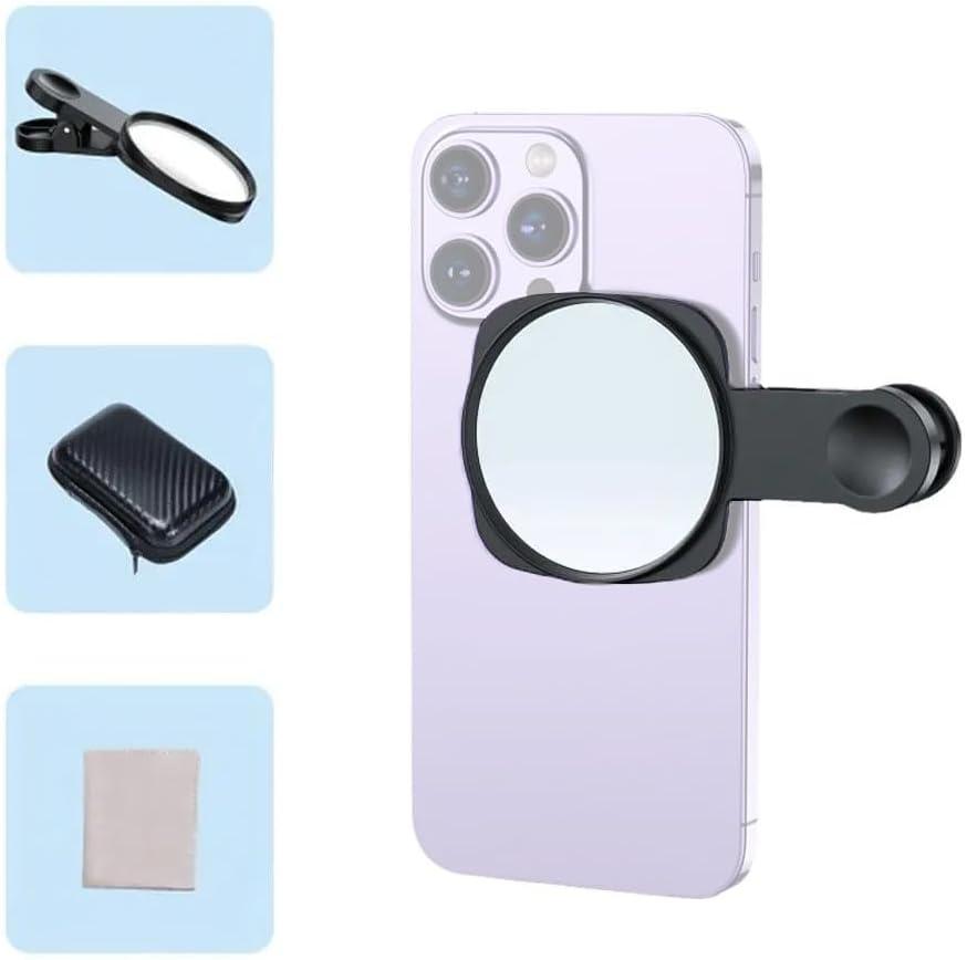 3 x Selfie Mirror Compact Phone Mirror Universal Phone Clip for iPhone | for iPhone 15/14/13/12 Android Samsung Smartphone Selfie Vlog Accessories