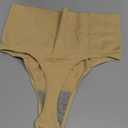 Dulchany Thong Shapewear Tummy Control Underwear for Women Seamless Body Shaper Panties (X-Large, Beige-mid Waisted)