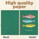 3 x Dark Green Fishes Spiral Notebook, Ocean Spotted Fish Journal, Coastal Beach Journals for Writing, French Le Poisson Marine Biology Notebooks for Note Taking, 5.5x8.3 Inch