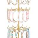 Mkono Bracelet Holder Gold Metal Rotating Bracelet Display Stand 3 Tier Jewelry Tower rack with 36 Hooks and Wood Base Modern Adjustable Storage Organizer Tree for Selling KeyChain Bangle Accessories