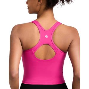 RUNNING GIRL Workout Tank Tops with Built in Bras for Women,Compression Shirt Strappy Back Athletic Yoga Tops (Pink, M)