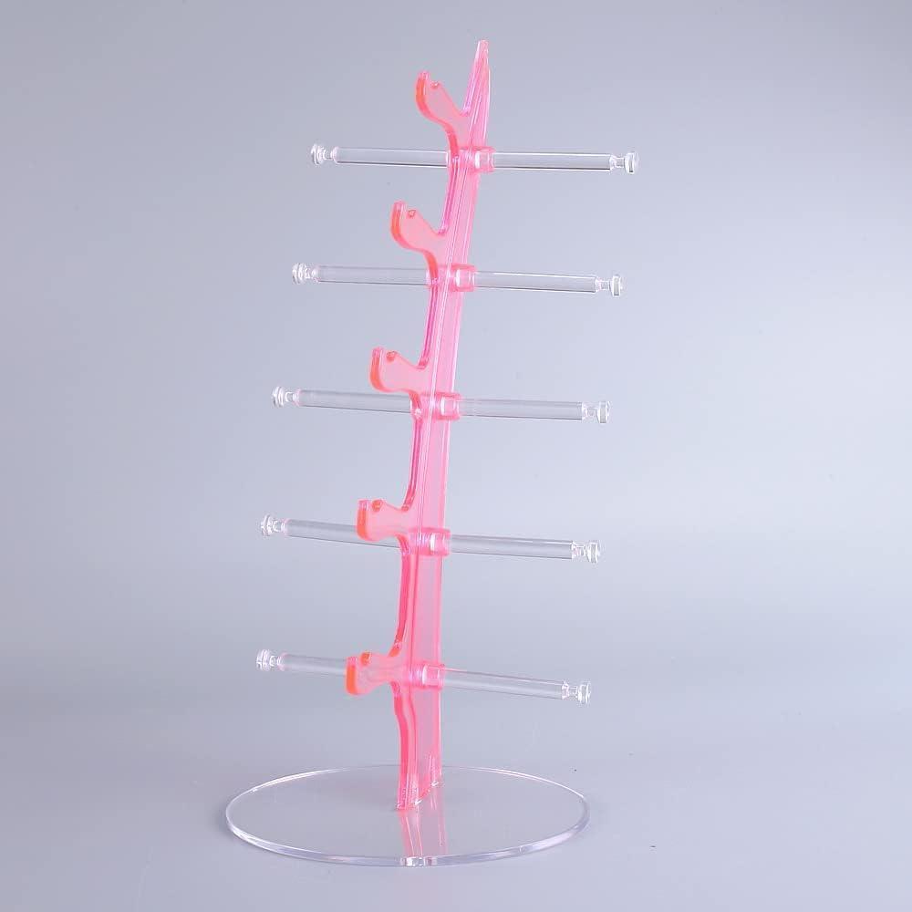 Acrylic Sunglass Frame,Display Shelf Organizer Stand for Five Pairs of Glasses (Pink)