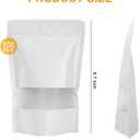 100 PCS Kraft Paper Bags, Resealable Food Packaging Bags with Window, Zipper Stand Up Reusable Heat Sealable Bag for Small Business, Foods (5.9x8.7+3 inch)