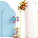 Putros Metal Arch Stand with Cover Set of 2 Dusty Blue Spandex Fitted Wedding Arch Cover and Round Top Chiara Backdrop Stand for Birthday Party Baby Shower Decoration 7.2FT, 6FT