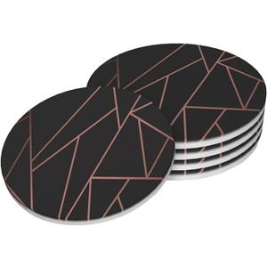 Rose Gold Geometry Coasters Set of 4, Ceramic Drink Coasters Cup Mat for Coffee Bar Home Table Kitchen Decor