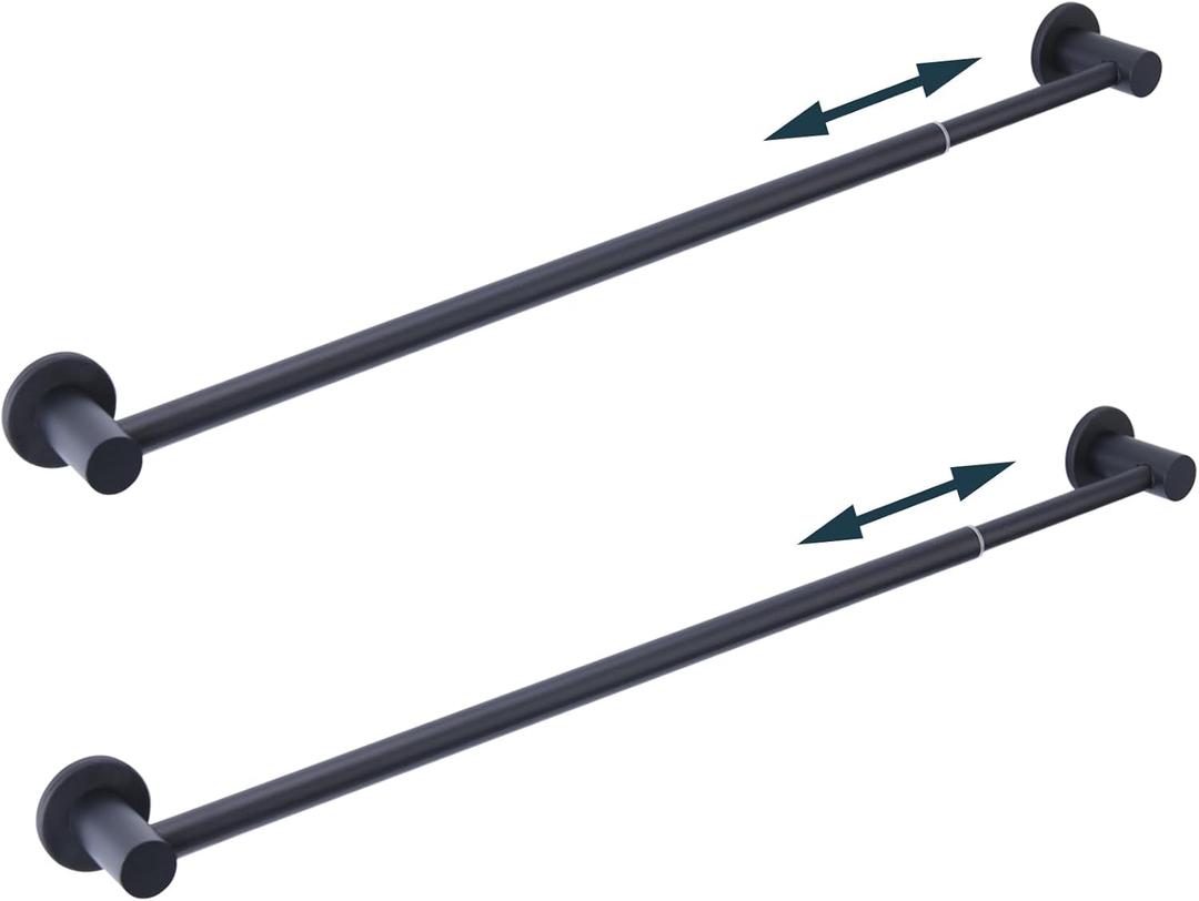 18-31.5 inches Adjustable Magnetic Curtain Rod for Metal Door, Magnetic Towel Bar Holder for Kitchen Refrigerator, Magnet Flip Calendar Chart Rod for Whiteboard, Black, 2 Pack