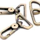 Metal Snap Hooks, with D Drings 6 Sets Purse Hardware Push Gate Swivel Lobster Claw Clasp (Brushed Brass,1")
