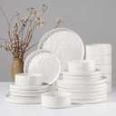 HaWare Dinnerware Sets, 24-Piece Plates and Bowls Set, Stoneware Dish Set for 8, Ceramic Dinnerware for Home Restaurant, Chip and Scratch Resistant, Microwave and Dishwasher Safe, Speckled White
