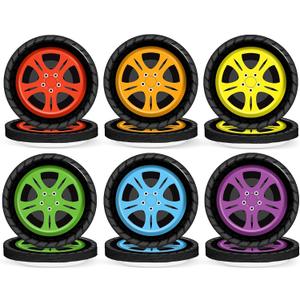 48Pcs Race Car Party Supplies Colorful Tire Paper Plates 7" Racing Sports Themed Dessert Plates Racing Truck Themed Party Decorations for Kids Boys Birthday Baby Shower Favors Serves 48 Guests