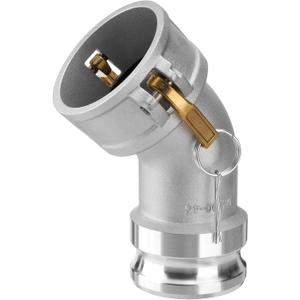 DA3030 Type DA Cam and Groove Hose Fitting, 45 Degree Elbow, 3" Female Camlock x 3" Male Camlock, 125PSI, Aluminum Material(CAM-30-DA45-AL)