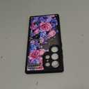 Compatible for Samsung Galaxy S24 Ultra Case Cute with Strap Stand Finger Kickstand, Designer Cool Silicone Cases Funda Cover - Pink Rose Flowers Peonies