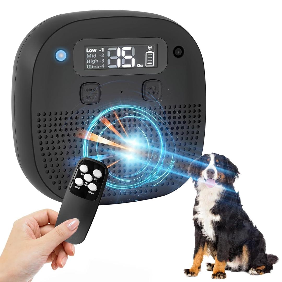 Tetra Ultrasonic Dog Bark Deterrent Devices, Rechargeable Anti Barking Device for Dogs with Sensor & 60ft Remote Control, Adjustable Bark Stopper Indoor Outdoor