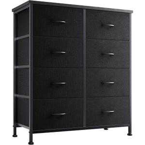 OLIXIS Dresser for Bedroom with 8 Drawers, Tall Fabric Dresser for Storage and Organization, Bedroom Dressers, Chest of Drawers for Living Room, Closet (Modern Black)