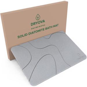 Large Stone Bath Mat Made with Natural Diatomaceous Earth, Non-Slip & Super Absorbent, Fast Drying, Easy to Clean  Bathroom Floor Stone Mat (23.6"x15.4", Light Gray Wave)