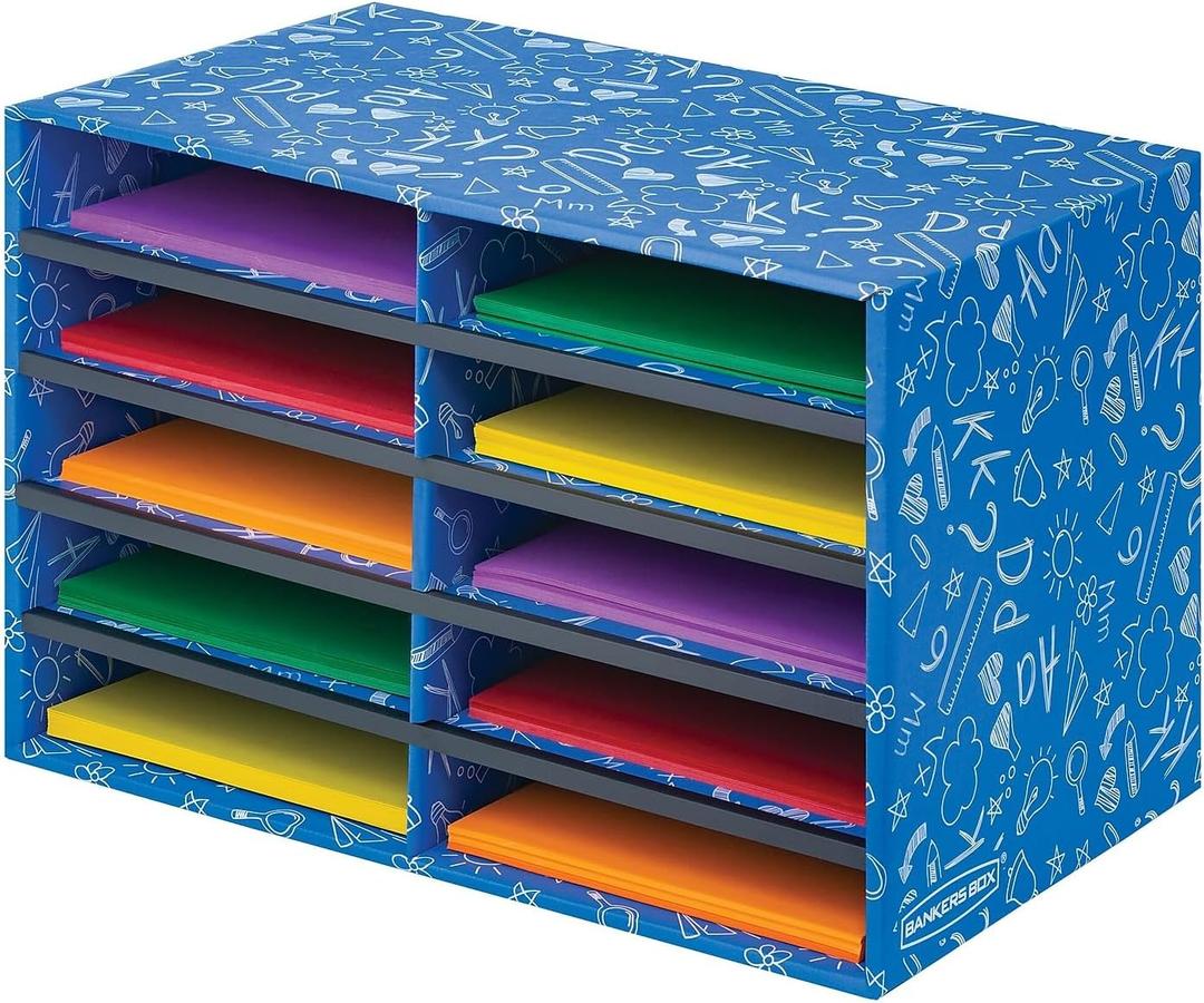 Bankers Box Classroom Collection 10-Compartment Mail Sorters, 19.5" x 12.375", Blue (3384201)