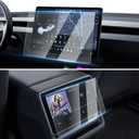 [Upgrade] 2 Pack Screen Protector for Tesla Model Y Juniper 2025~2026 / 2024~2025 2026 Model 3 Highland Screen Protector 15.4-Inch Front & 8-Inch Rear Touchscreen Tempered Glass Tesla Juniper Accessories