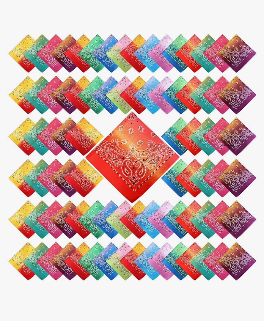 100 Pack Bandanas Unisex Paisley Bandanas Bulk Multi Purpose Cowboy Head Wrap Necktie Face Cover Party Supplies, 21.26 inches Vintage Style