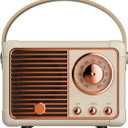 Retro Bluetooth Speaker, Wireless Mini Portable Speakers Support USB/TF Card/AUX, Vintage Decor, Retro Radio Bluetooth Speaker for Kitchen Desk Bedroom Office Outdoor, Gifts for Teens, Cream