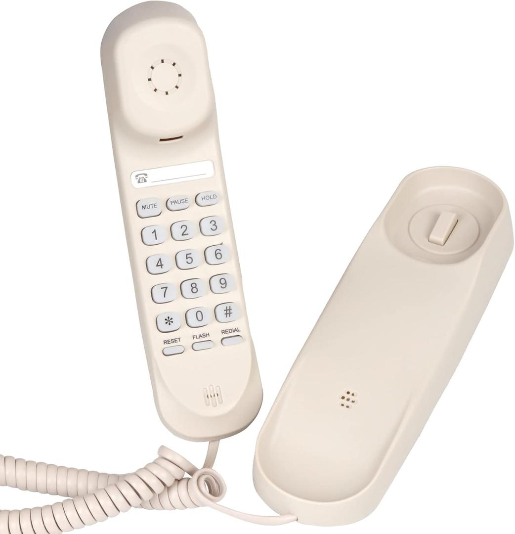 Sangyn Corded Phone for Home Mini Landline Telephone Wall Mounted Desk Phone No AC Power Required for Kitchen House Office