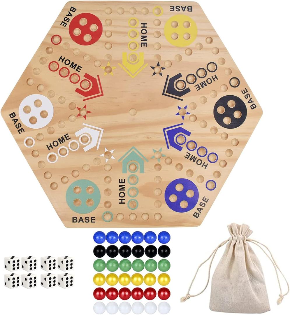 Original Marble Game Wahoo Board Game 24-Inch Double Side Painted Wooden Fast Track Board Game for 6 Player and 4 Player, 6 Colors 36 Glass Marbles 8 Dice for Family Game Night, Friends Party Original Marble Game Wahoo Board Game 24-Inch Double Side Painted Wooden Fast Track Board Game for 6 Player and 4 Player, 6 Colors 36 Glass Marbles 8 Dice for Family Game Night, Friends Party