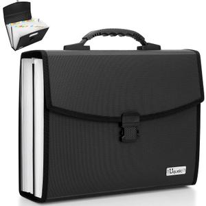 Uquelic 26 Pockets Expanding File Folder Organizer - Upgraded Durable Buckle, Accordion Folder Base with Ergonomic Portable Handle/Large A4 Letter Size Document Organizer, Folders with Pockets