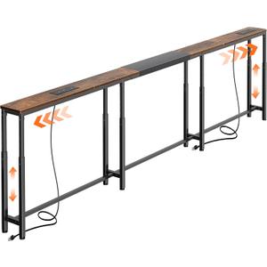 Huuger Narrow Console Table with Power Outlets & USB-C, Rustic Brown, 94.5"-110.2"W x 5.9"D