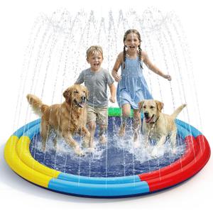 Large Splash Pad for Kids & Dogs, 78" Sprinkler Splash Pad with Dual Spray Tubes, Thick Non-Slip Water Play Mat for Backyard, Summer Outdoor Water Toys for Toddlers & Family