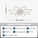 35" Ceiling Fans With Lights and Remote,Low Profile Ceiling Fan 6 Speed Super Quiet Reversible Motor,Modern Ceiling Fan With 3 color Stepless Dimmable for Bedroom/Living Room/Kids Room(White), 35.4"L x 35.4" W x 5.5" H