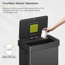 EKO Deluxe Mirage-T 50 Liter / 13.2 Gallon Touchless Rectangular Motion Sensor Trash Can, Matte Black Stainless Steel Finish