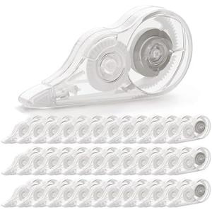 JEFURE 36 Pcs Correction Tape, 236 Inch White Wrong Out Tear-Resistant Bulk, Instant Corrections Easy To Use Applicator for School, Office, Note Taking, Journal (Tape Width 0.2 in, Clear)
