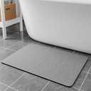 Diatomaceous Earth Bath Mat - 24x17 Quick Dry Absorbent Non Slip Thin Bathroom Rug, Grey