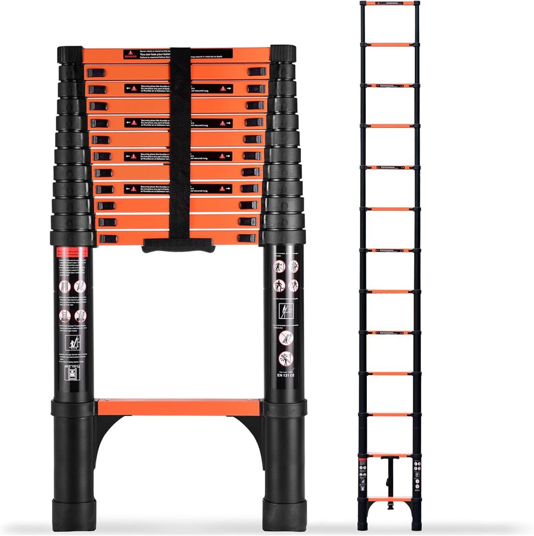 16.5FT Telescoping Ladder, Portable Extension Folding Ladder, Multi-Purpose Compact Ladder for Household or Outdoor Work, 330lbs Max Capacity
