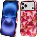 Compatible with iPhone 17 Pro Max Case,Dual-Layer Protection, Hard Shell with Silicone Interior Slim Scratch Resistant Shockproof for Woman Men Cute Colourful Flowers Lily