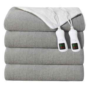 Electric Heated Blanket, Queen Size, Gray Washable Heated Blanket with Dual Controls, Super Cozy Soft Fabric, 84" x 90", 9 Heat Levels, 1–9H Auto-Off, ETL Certified