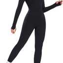 Women's Workout Jumpsuit Yoga Ribbed One Piece Outfits Athletic Tummy Control Long Sleeve Jumpsuit (Black, M)