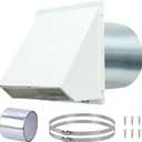 8 Inch Dryer Vent Cover Outside with Screen and Damper - Heavy-Duty Galvanized Steel, Wind/Rain/Insect Proof, Quiet & Easy Install, Wall Vent Cover for Dryer, Kitchen, Bathroom